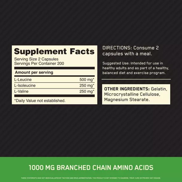 Optimum Nutrition BCAA 1000 400 Capsules (200 Servings) Schweiz | 9057PHMOE