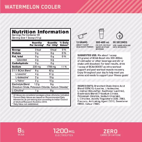 Optimum Nutrition BCAA Boost Watermelon 30 Serves Schweiz | 4562COREQ