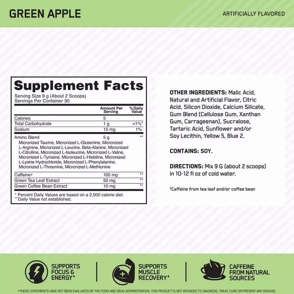 Optimum Nutrition ESSENTIAL AMIN.O. ENERGY® Green Apple 0.6 lb (30 Servings) Schweiz | 4813ITZMG