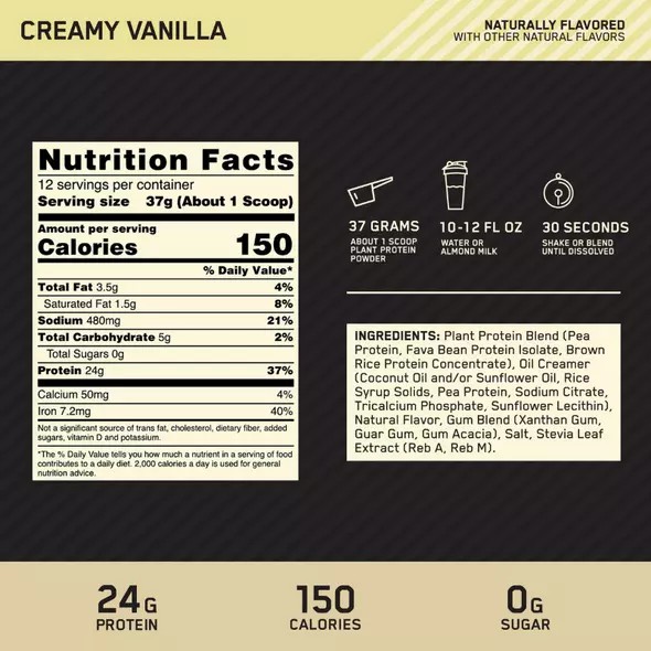 Optimum Nutrition GOLD STANDARD® 100% Plant Creamy Vanilla 0.98 lb (12 Servings) Schweiz | 0879PQRHX