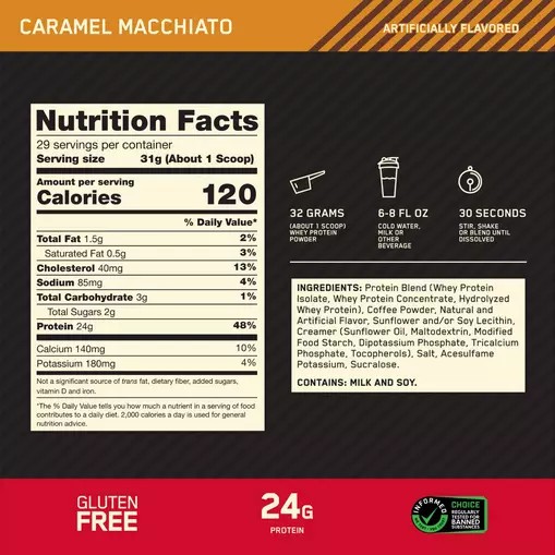 Optimum Nutrition GOLD STANDARD 100% WHEY™ *new* Caramel Macchiato 2 lb (28 Servings) Schweiz | 1620WVOTQ