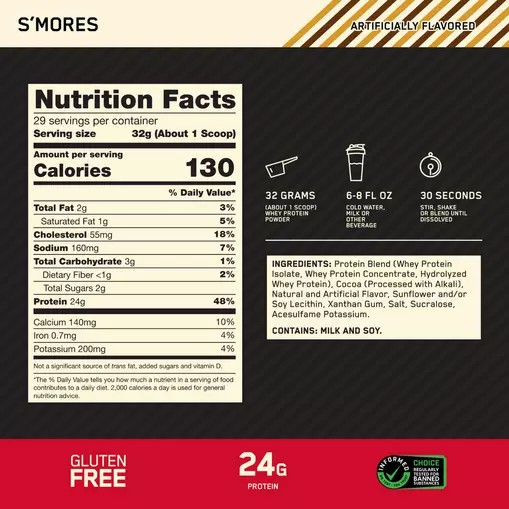 Optimum Nutrition GOLD STANDARD 100% WHEY™ *new* S'mores 2 lb (28 Servings) Schweiz | 8710PNBAD