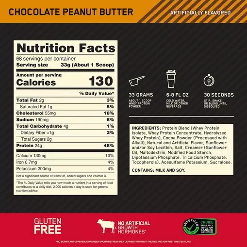 Optimum Nutrition GOLD STANDARD 100% WHEY™ Chocolate Peanut Butter 1.5 lb (22 Servings) Schweiz | 3716UCYDH