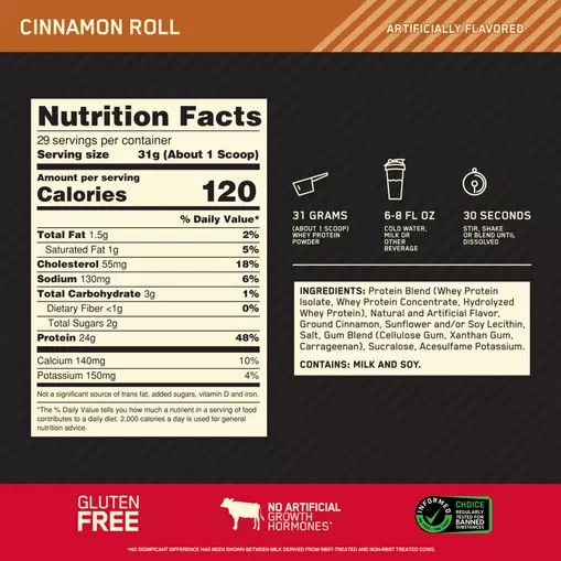 Optimum Nutrition GOLD STANDARD 100% WHEY™ Cinnamon Roll 2 lb (29 Servings) Schweiz | 5248MZKEQ