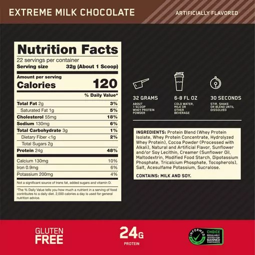 Optimum Nutrition GOLD STANDARD 100% WHEY™ Extreme Milk Chocolate 1.5 lb (22 Servings) Schweiz | 6428TEISU