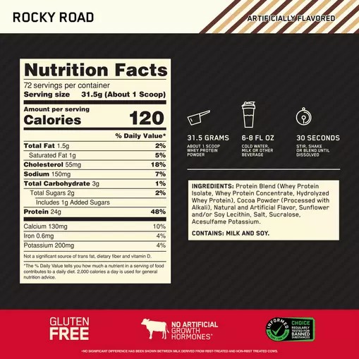 Optimum Nutrition GOLD STANDARD 100% WHEY™ Rocky Road 5 lb (72 Servings) Schweiz | 2163QPIDV