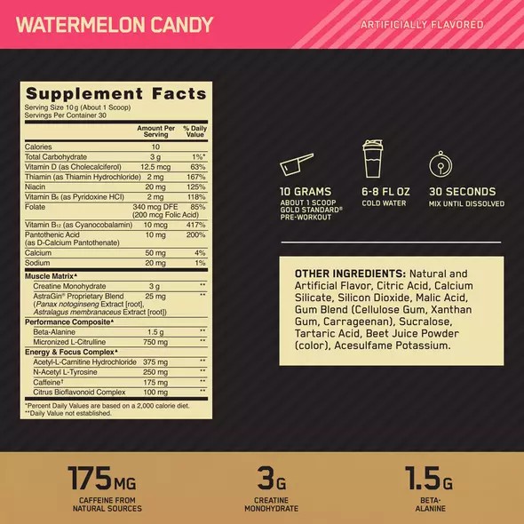 Optimum Nutrition GOLD STANDARD® Pre-Workout Watermelon 0.66 lb (30 Servings) Schweiz | 1439WRQYS