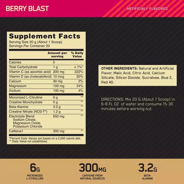 Optimum Nutrition GOLD STANDARD® Pre Advanced Berry Blast 0.88 lb (20 Servings) Schweiz | 0678ULCXG