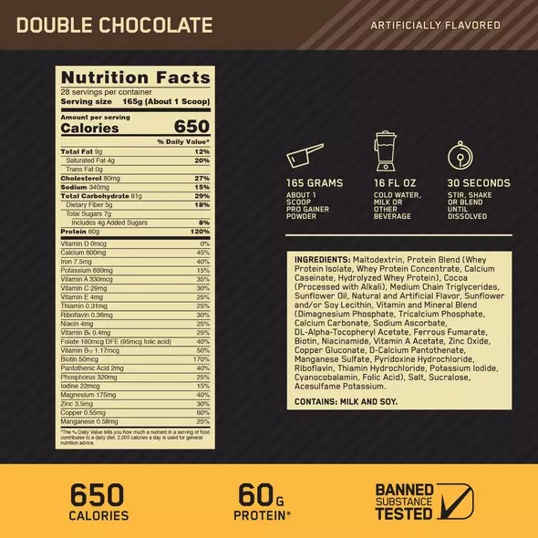 Optimum Nutrition GOLD STANDARD® Pro Gainer Double Chocolate 5.09 lb (14 Servings) Schweiz | 2561FLMQW