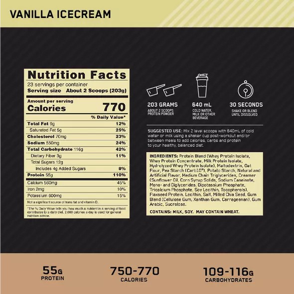 Optimum Nutrition Gold Standard Gainer Vanilla 4.67kg Schweiz | 4217HFLUT