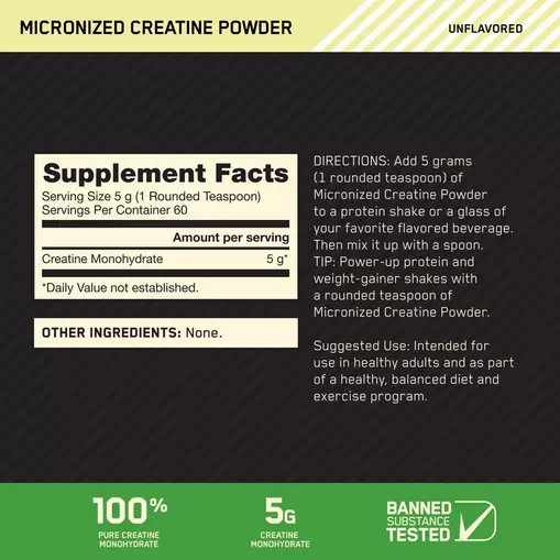 Optimum Nutrition Micronized Creatine Powder Unflavored 0.66 lb (60 Servings) Schweiz | 9723WNDZT