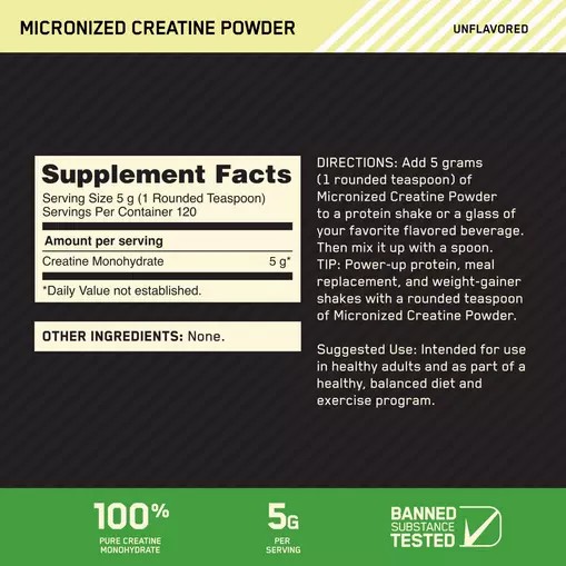 Optimum Nutrition Micronized Creatine Powder Unflavored 1.32 lb (120 Servings) Schweiz | 1635RMZKG