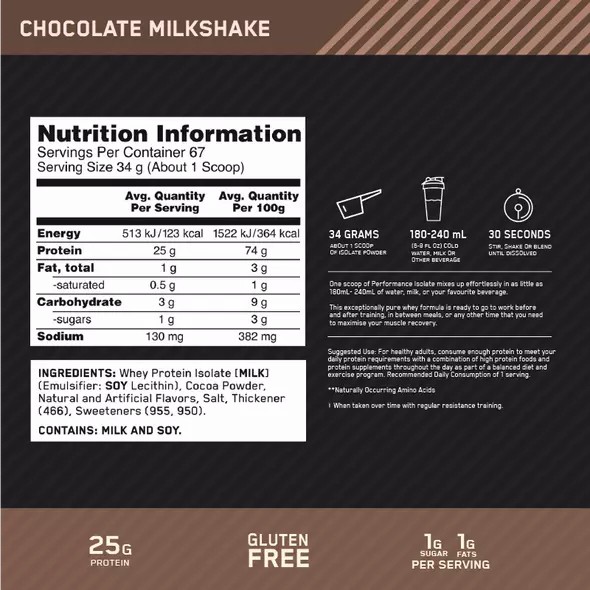 Optimum Nutrition Performance Isolate Chocolate 2.27kg Schweiz | 0469YEBNV