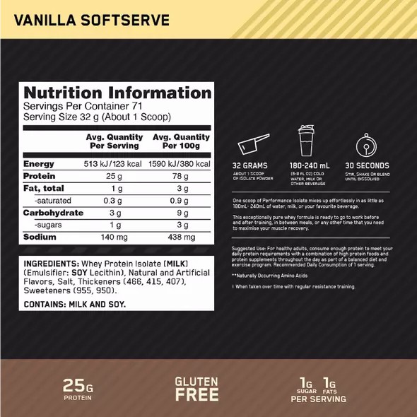 Optimum Nutrition Performance Isolate Vanilla 2.27kg Schweiz | 9871NRXDG