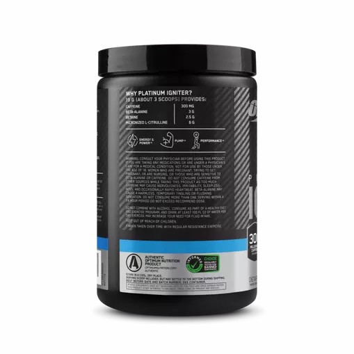 Optimum Nutrition Platinum Igniter Blue Raspberry Freeze 0.84 lb (20 Servings) Schweiz | 4032XNQKZ